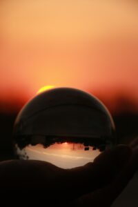 In a lens ball sun is rising